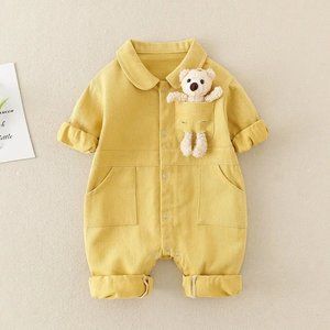 MiniOlie Baby Lovely Bear Polo Collar Romper